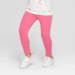 Toddler Girls' Solid Leggings - Cat & Jack™ Dark Pink 4T: Midweight Cotton-Spandex, Ankle Length