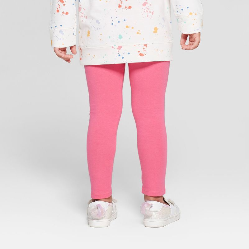 slide 2 of 4, Toddler Girls' Solid Leggings - Cat & Jack™ Dark Pink 18M, 1 ct