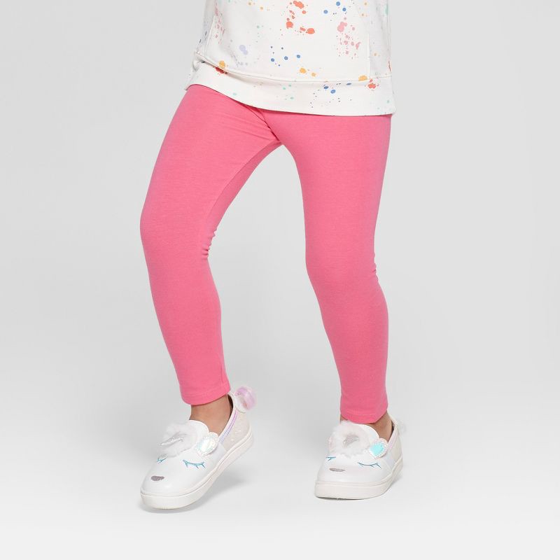 slide 1 of 4, Toddler Girls' Solid Leggings - Cat & Jack™ Dark Pink 18M, 1 ct