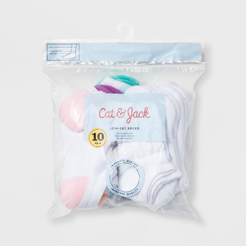 slide 2 of 2, Toddler 10pk Solid Low-Cut Socks - Cat & Jack White 2T-3T, 10 ct