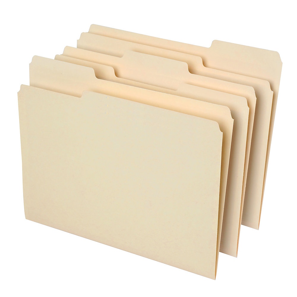 slide 1 of 7, Office Depot Brand File Folders, 1/3 Cut, Letter Size, 30% Recycled, Manila, Pack Of 100, 100 ct