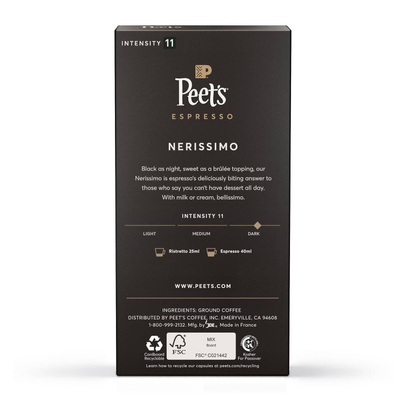 slide 7 of 9, Peet's Coffee Peet's Espresso Nerissimo Dark Roast Aluminum Capsules - 10ct/1.87oz, 10 ct; 1.87 oz