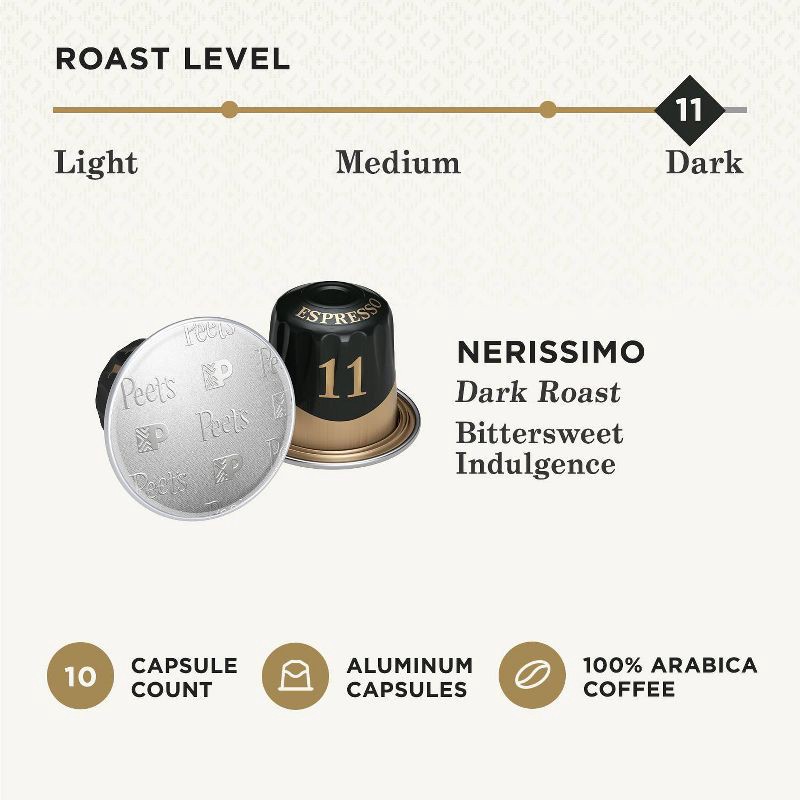 slide 3 of 9, Peet's Coffee Peet's Espresso Nerissimo Dark Roast Aluminum Capsules - 10ct/1.87oz, 10 ct; 1.87 oz