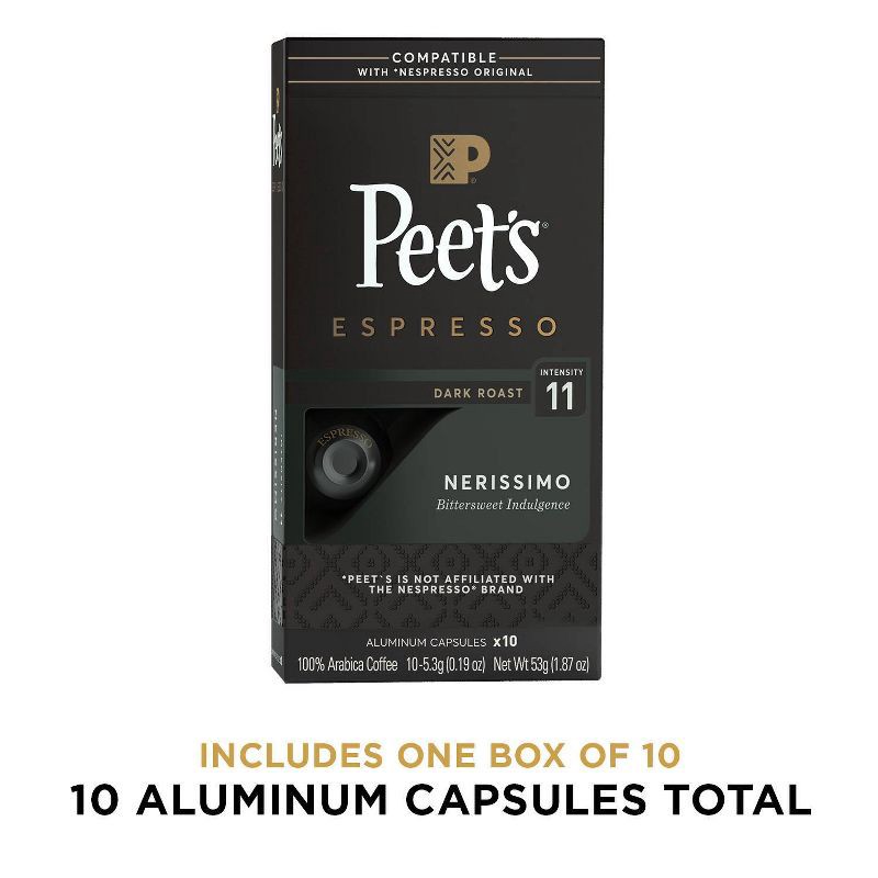 slide 8 of 9, Peet's Coffee Peet's Espresso Nerissimo Dark Roast Aluminum Capsules - 10ct/1.87oz, 10 ct; 1.87 oz