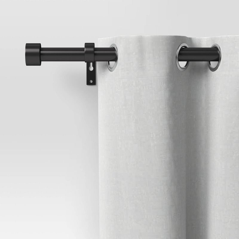 slide 4 of 4, 66"-120" Dauntless Curtain Rod Black - Threshold™: Adjustable Steel, Single Rod, Metallic Finish, 20lb Capacity, 20 lb