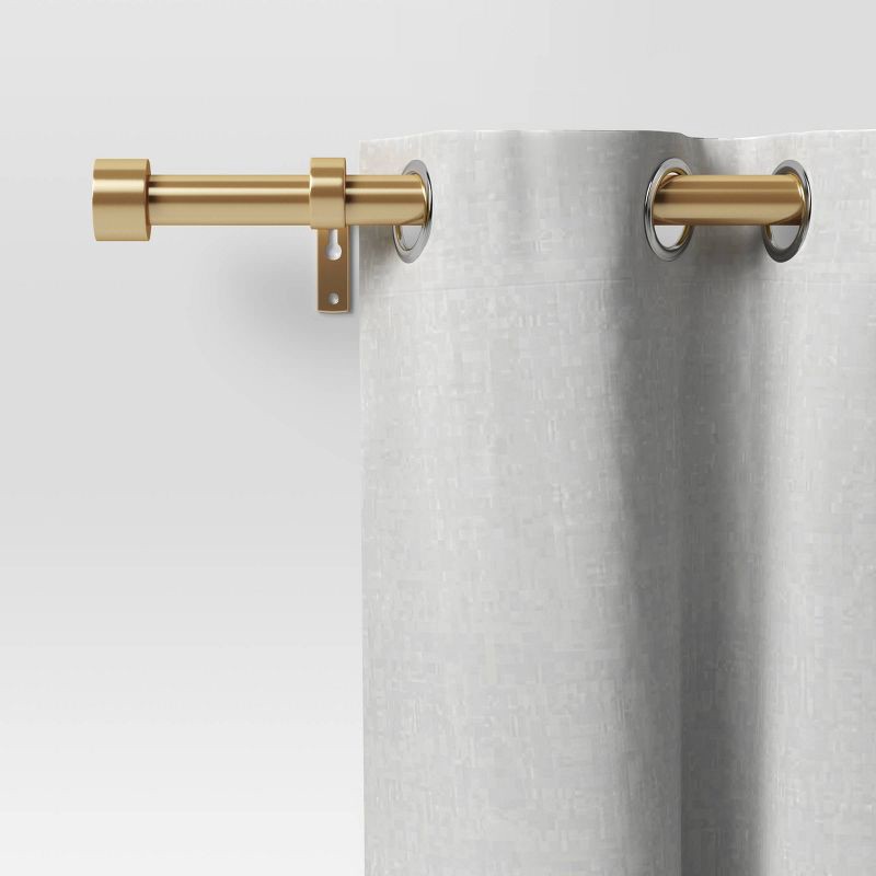 slide 4 of 4, 36"-66" Dauntless Curtain Rod Brass - Threshold™: Adjustable Gold Steel, Single Rod, 20lb Capacity, 20 lb