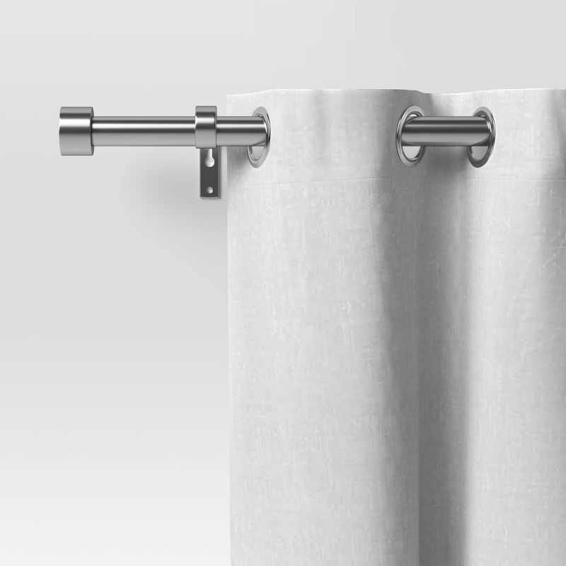 slide 4 of 4, 66"-120" Dauntless Curtain Rod Brushed Nickel - Threshold™: Adjustable Steel, Single Rod, 20lb Capacity, 20 lb