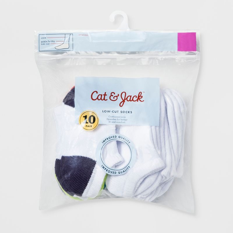 slide 2 of 2, Baby 10pk Solid Low-Cut Socks - Cat & Jack White 12-24M, 10 ct