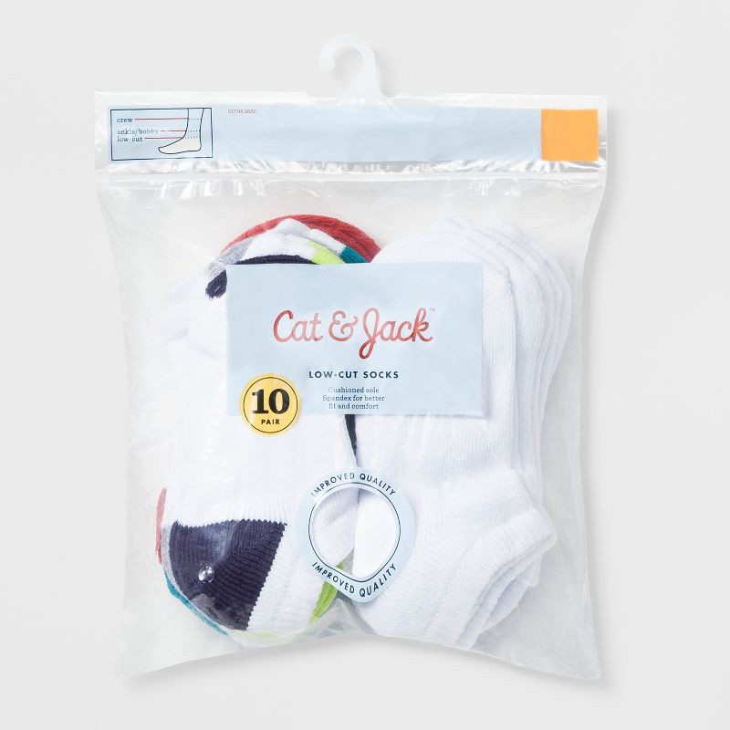 slide 2 of 2, Toddler 10pk Low-Cut Socks - Cat & Jack White 4T-5T, 10 ct