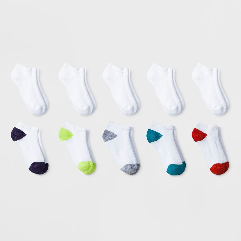 slide 1 of 2, Toddler 10pk Low-Cut Socks - Cat & Jack White 4T-5T, 10 ct