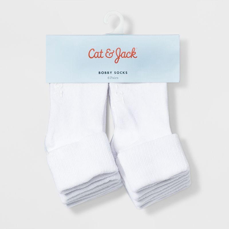 slide 2 of 2, Toddler 6pk Low Cut Bobby Socks - Cat & Jack™ White 2T-3T, 6 ct