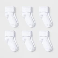Toddler 6pk Low Cut Bobby Socks - Cat & Jack™ White 2T-3T: Knit, Turnback Cuff