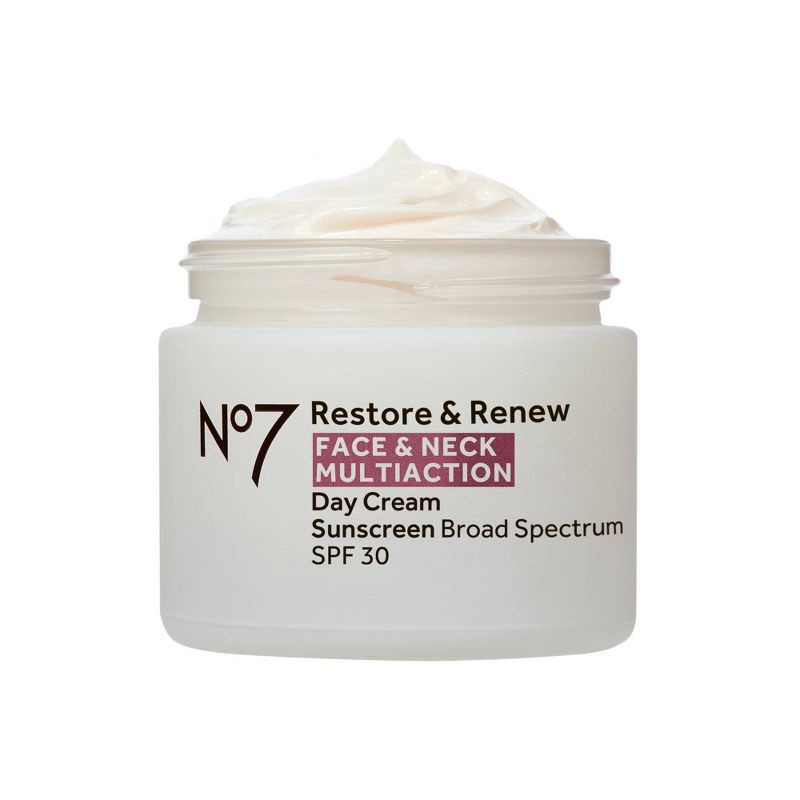 slide 6 of 8, No7 Restore & Renew Multi Action Face & Neck Day Cream with SPF 30 - 1.69 fl oz, 0 x 1.69 fl oz