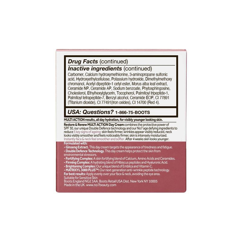 slide 7 of 8, No7 Restore & Renew Multi Action Face & Neck Day Cream with SPF 30 - 1.69 fl oz, 0 x 1.69 fl oz