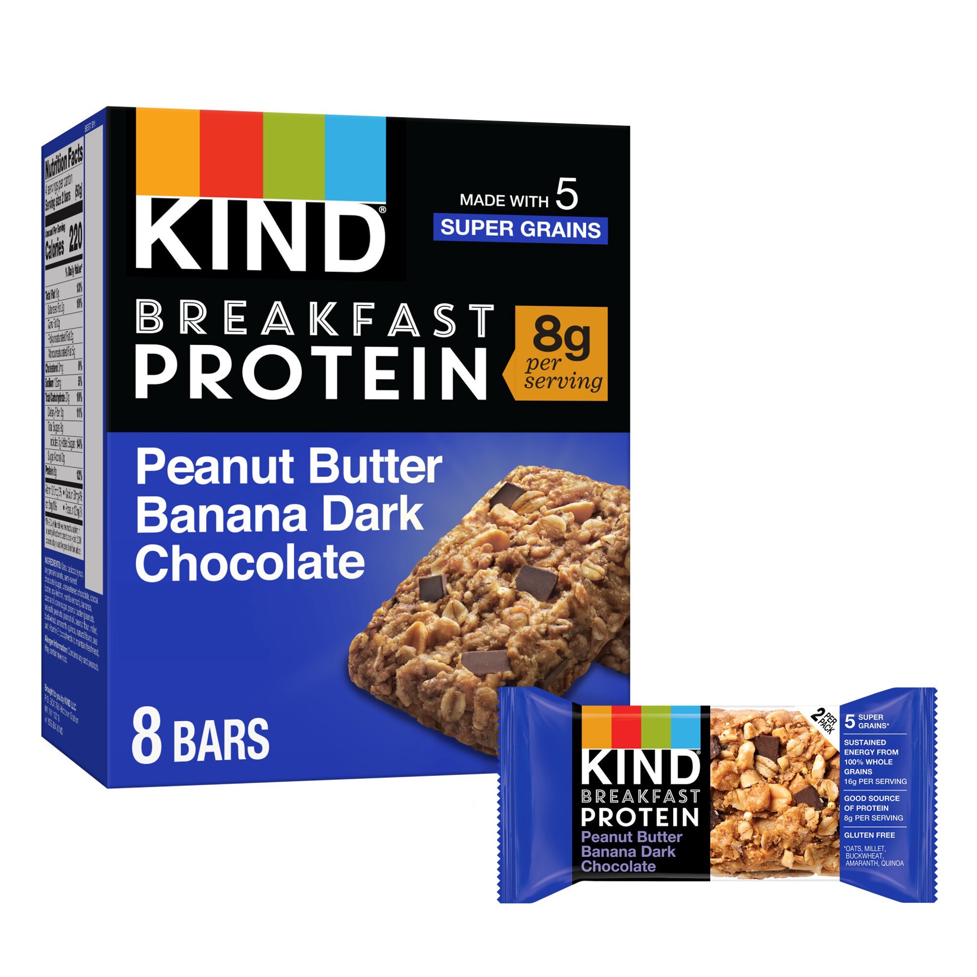 slide 1 of 5, KIND Peanut Butter Banana Dark Chocolate Protein Bars - 4ct, 4 ct