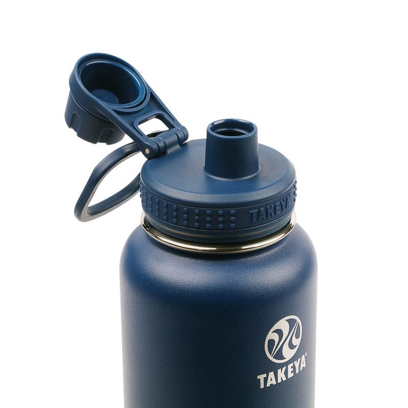 slide 2 of 8, Takeya 40oz Actives Insulated Stainless Steel Water Bottle with Spout Lid - Navy, 40 oz