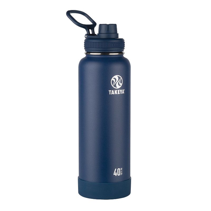 slide 1 of 8, Takeya 40oz Actives Insulated Stainless Steel Water Bottle with Spout Lid - Navy, 40 oz