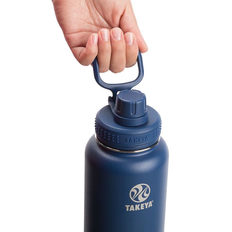 slide 4 of 8, Takeya 40oz Actives Insulated Stainless Steel Water Bottle with Spout Lid - Navy, 40 oz