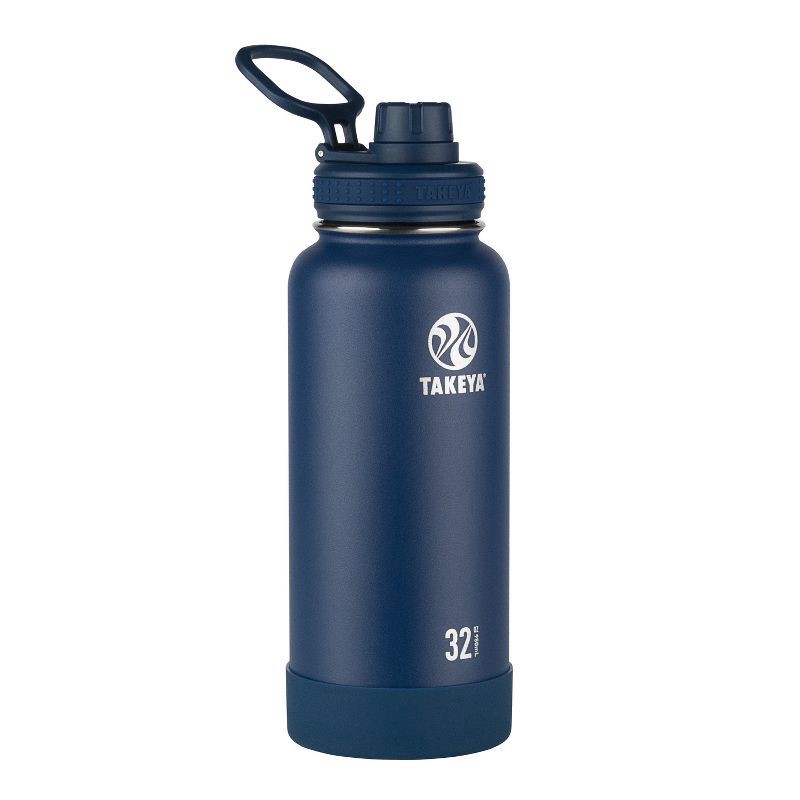 slide 1 of 5, Takeya 32oz Actives Insulated Stainless Steel Water Bottle with Spout Lid - Navy, 1 ct