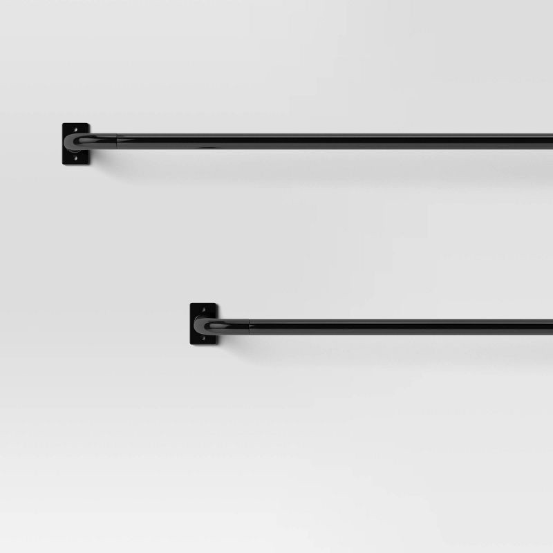 slide 1 of 3, 36"-66" French Curtain Rod Matte Black - Threshold™: Single Steel Rod, Powder-Coated, 25lb Capacity, 25 lb