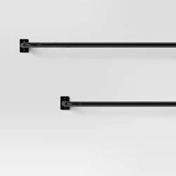 36"-66" French Curtain Rod Matte Black - Threshold™: Single Steel Rod, Powder-Coated, 25lb Capacity
