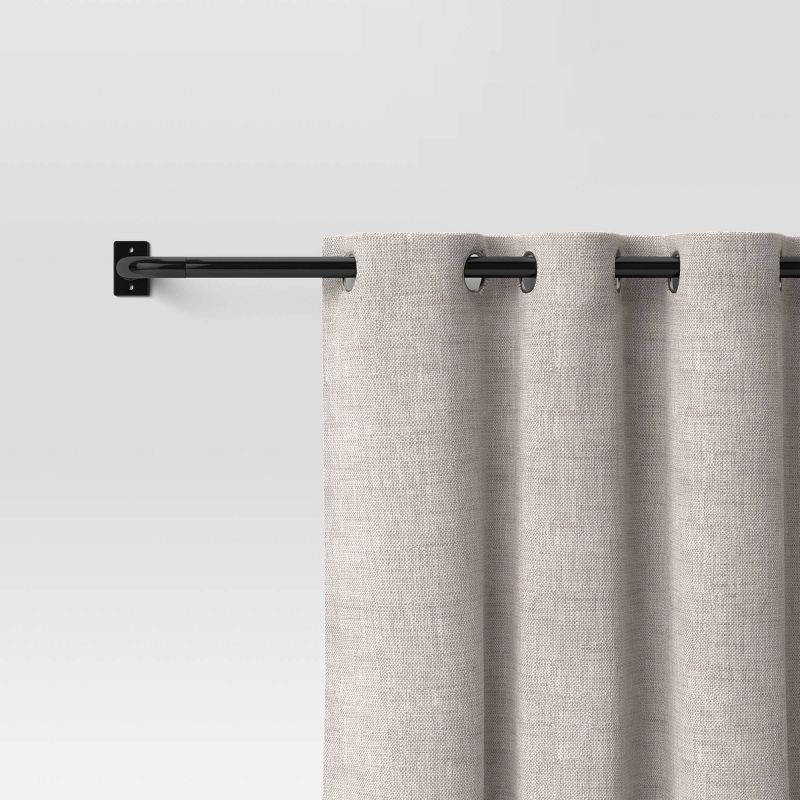 slide 3 of 4, 66"-120" French Curtain Rod Matte Black - Threshold™: Single Steel Rod, Powder-Coated, 50lb Capacity, 50 lb