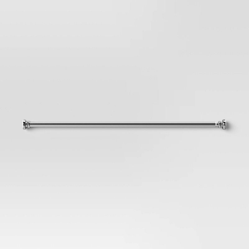slide 1 of 2, 18"-30" Round Curtain Rod Brushed Nickel - Room Essentials™: Steel Tension Rod, Single, 0.75" Diameter, Silver, 1 ct