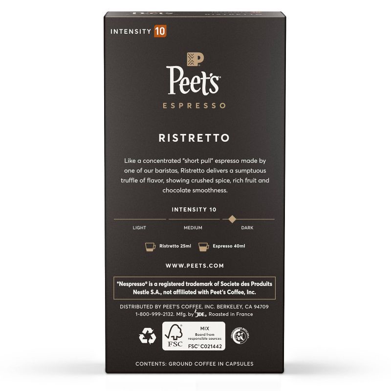 slide 2 of 4, Peet's Coffee Peet's Espresso Ristretto Dark Roast Aluminum Capsules - 10ct/1.87oz, 10 ct; 1.87 oz