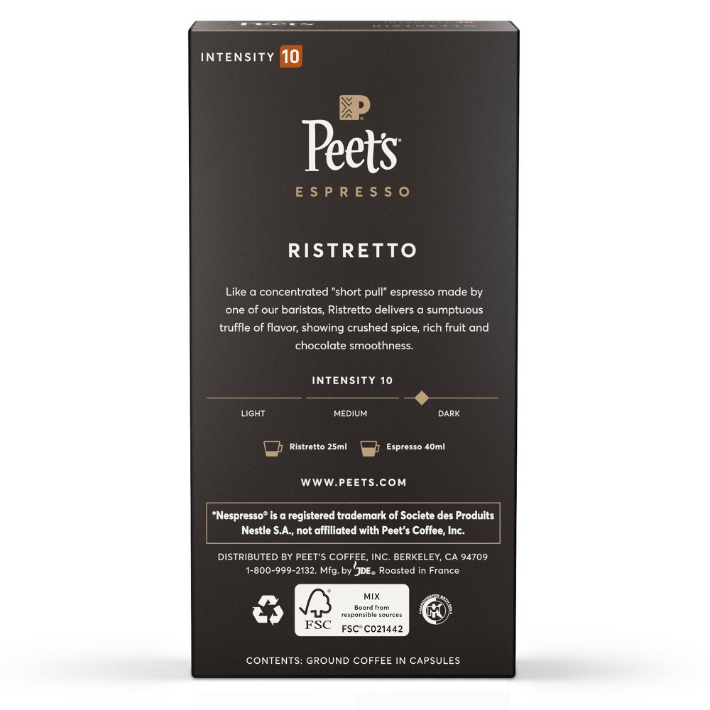 slide 3 of 4, Peet's Coffee Peet's Espresso Ristretto Dark Roast Aluminum Capsules - 10ct/1.87oz, 10 ct; 1.87 oz
