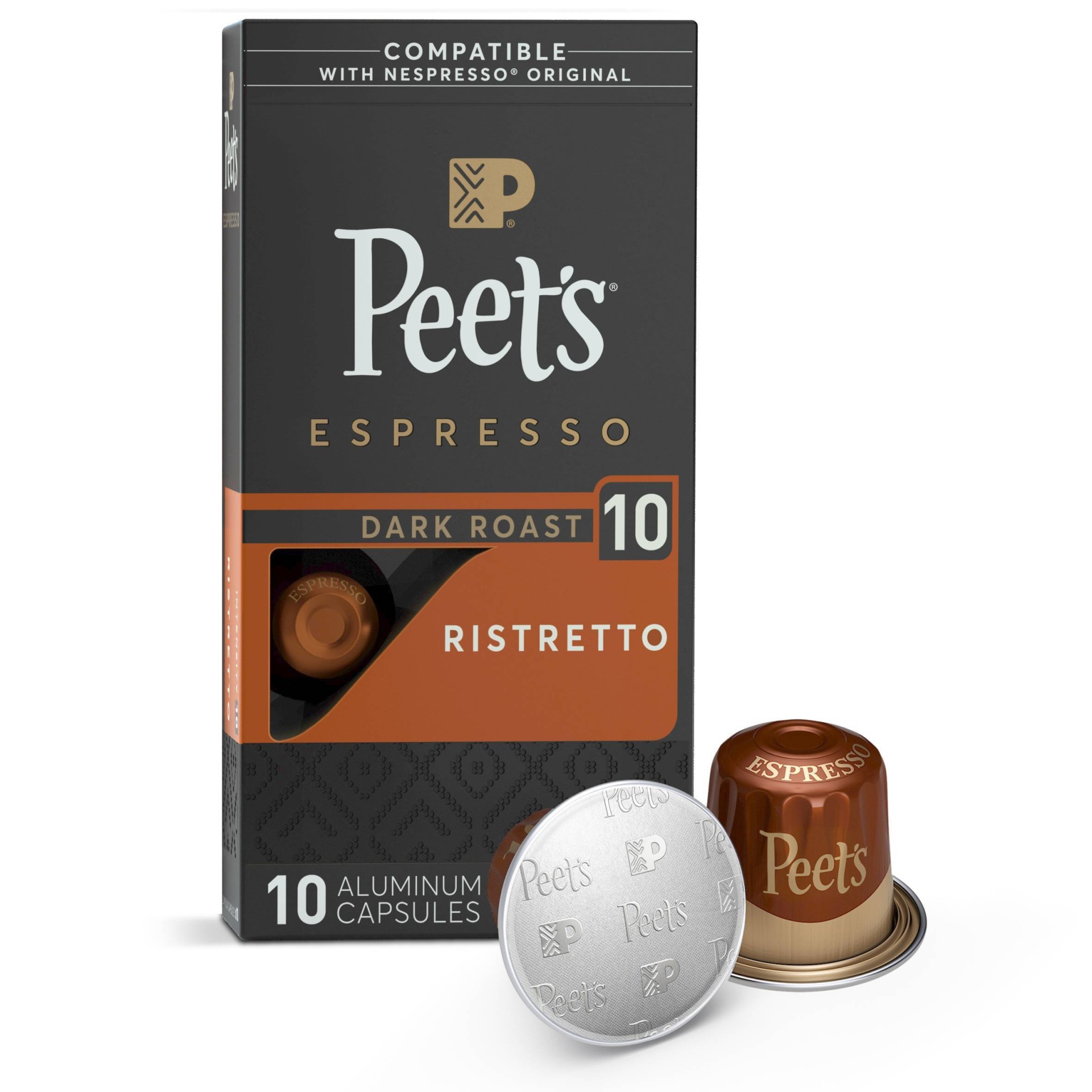 slide 1 of 4, Peet's Coffee Peet's Espresso Ristretto Dark Roast Aluminum Capsules - 10ct/1.87oz, 10 ct; 1.87 oz