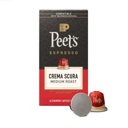 Peet's Coffee Espresso Crema Scura Medium Roast Nespresso Original Line Aluminum Coffee Capsules - 10ct