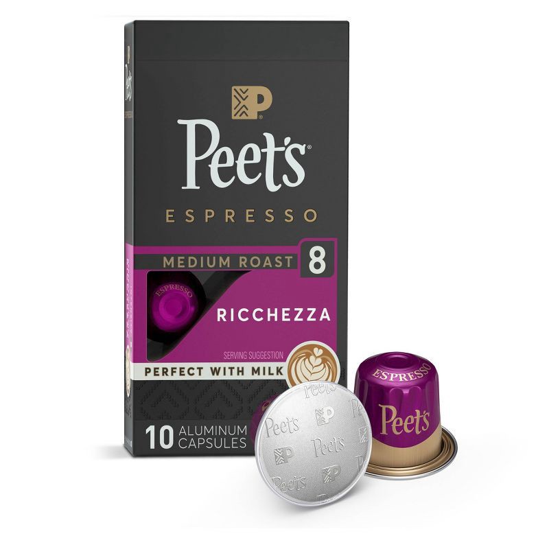 slide 1 of 7, Peet's Coffee Peet's Espresso Ricchezza Medium Roast Aluminum Capsules - 10ct/1.87oz, 10 ct; 1.87 oz