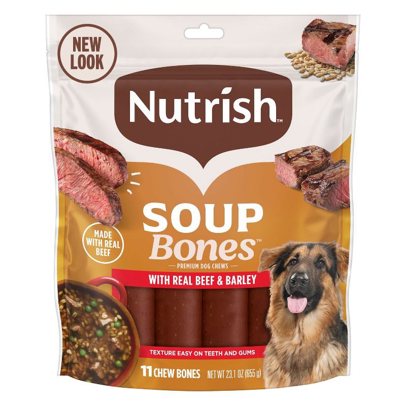 slide 1 of 12, Nutrish Soup Bones Real Beef & Barley Chewy Dental Dog Treats - 23.1oz/11ct, 23.1 oz, 11 ct