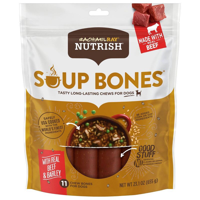 slide 1 of 8, Rachael Ray Nutrish Soup Bones Real Beef & Barley Chewy Dog Treats - 23.1oz/11ct, 23.1 oz, 11 ct