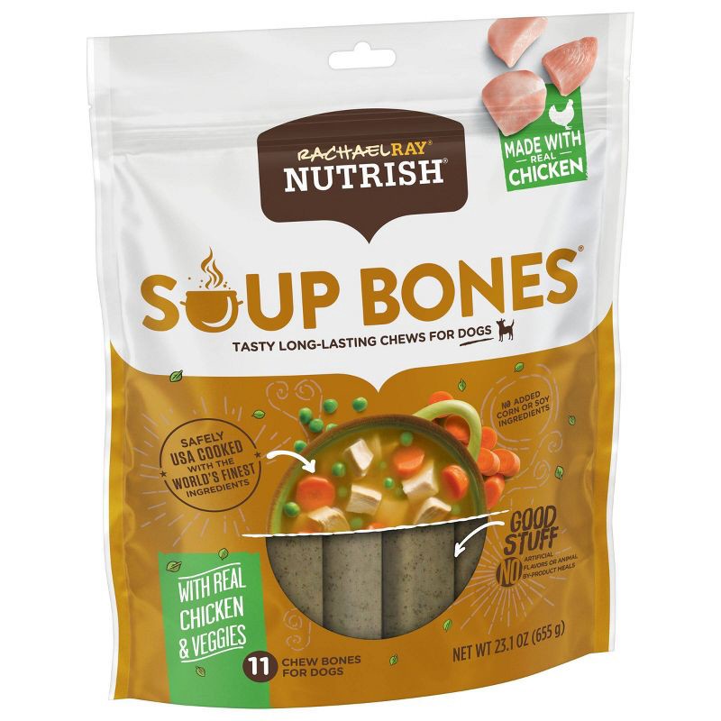 slide 2 of 6, Rachael Ray Nutrish Soup Bones Real Chicken & Vegetable Chewy Dog Treats - 23.1oz/11ct, 23.1 oz, 11 ct