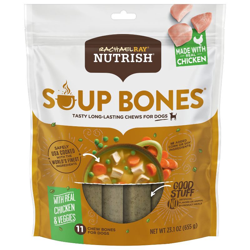 slide 1 of 6, Rachael Ray Nutrish Soup Bones Real Chicken & Vegetable Chewy Dog Treats - 23.1oz/11ct, 23.1 oz, 11 ct