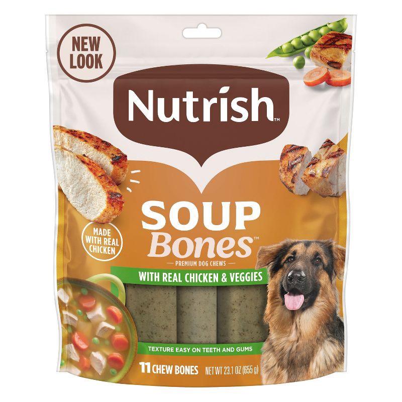 slide 1 of 12, Nutrish Soup Bones Real Chicken & Vegetable Chewy Dental Dog Treats - 23.1oz/11ct, 23.1 oz, 11 ct