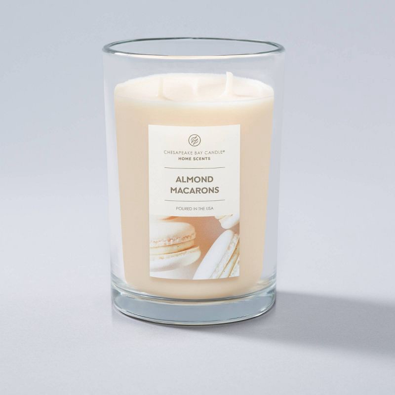 slide 3 of 5, 2-Wick Clear Glass Almond Macaroons Lidded Jar Candle Cream 19oz - Home Scents By Chesapeake Bay Candle, 19 oz