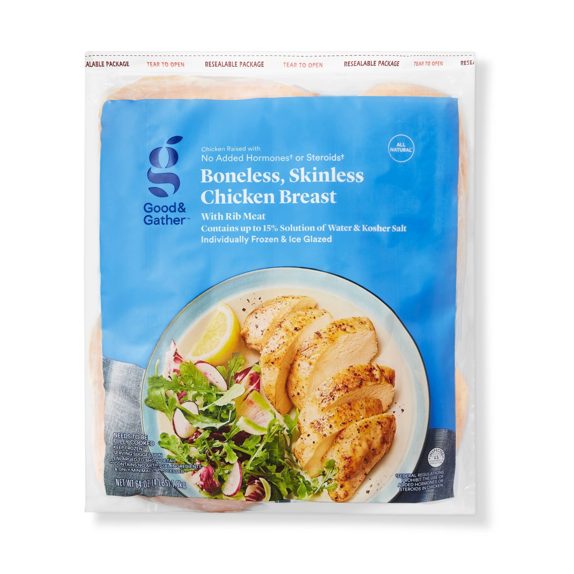 Boneless & Skinless Chicken Breast Frozen 4lbs Good & Gather 4 lb