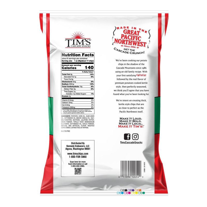 slide 2 of 3, Tim's Jalapeno Flavored Extra Thick & Crunchy Potato Chips - 7.5oz, 7.5 oz