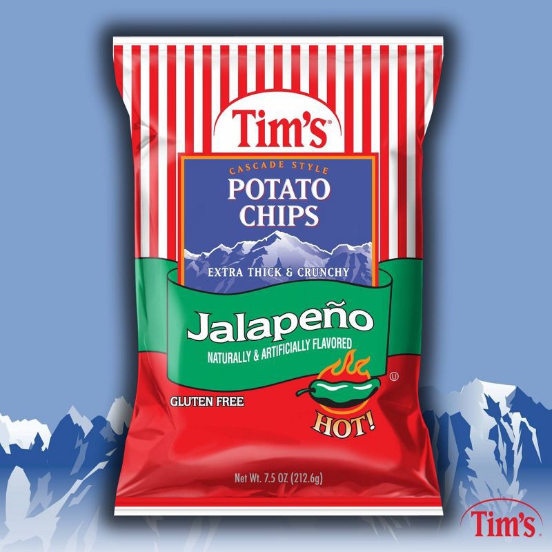 slide 3 of 3, Tim's Jalapeno Flavored Extra Thick & Crunchy Potato Chips - 7.5oz, 7.5 oz