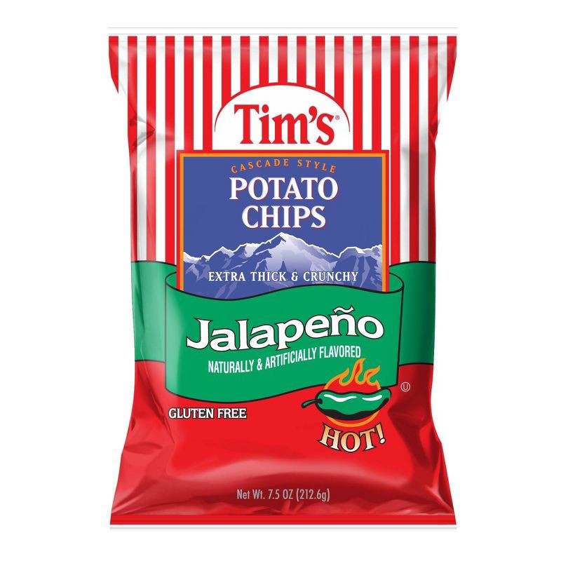 slide 1 of 3, Tim's Jalapeno Flavored Extra Thick & Crunchy Potato Chips - 7.5oz, 7.5 oz