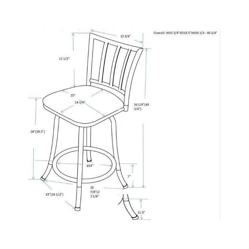 slide 8 of 8, Robinson Adjustable Counter Height Barstool Dark Bronze - Holli Furniture: Swivel Seat, Metal Frame, Footrest, 1 ct