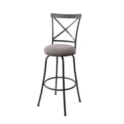 Karson Adjustable Height X Barstool Light Bronze - Holli Furniture: Swivel, Upholstered, Metal Frame