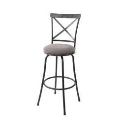 Karson Adjustable Height X Barstool Light Bronze - Holli Furniture: Swivel, Upholstered, Metal Frame