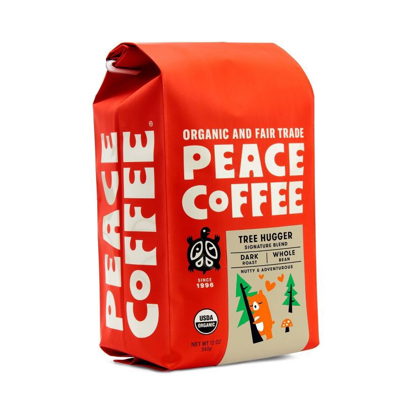 slide 2 of 6, Peace Coffee Dark Roast Tree Hugger Whole Bean Coffee - 12oz, 12 oz