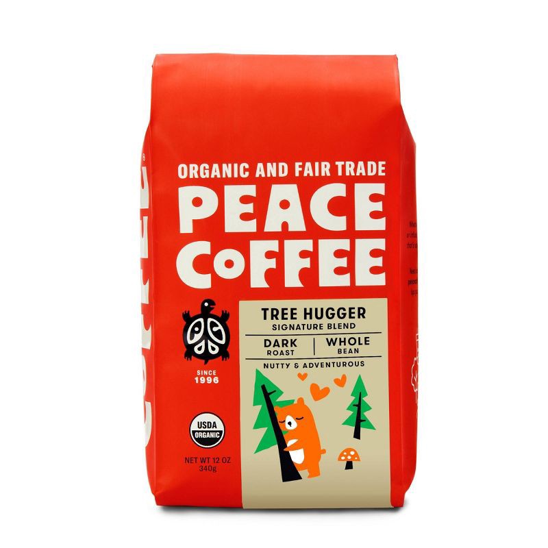 slide 1 of 6, Peace Coffee Dark Roast Tree Hugger Whole Bean Coffee - 12oz, 12 oz