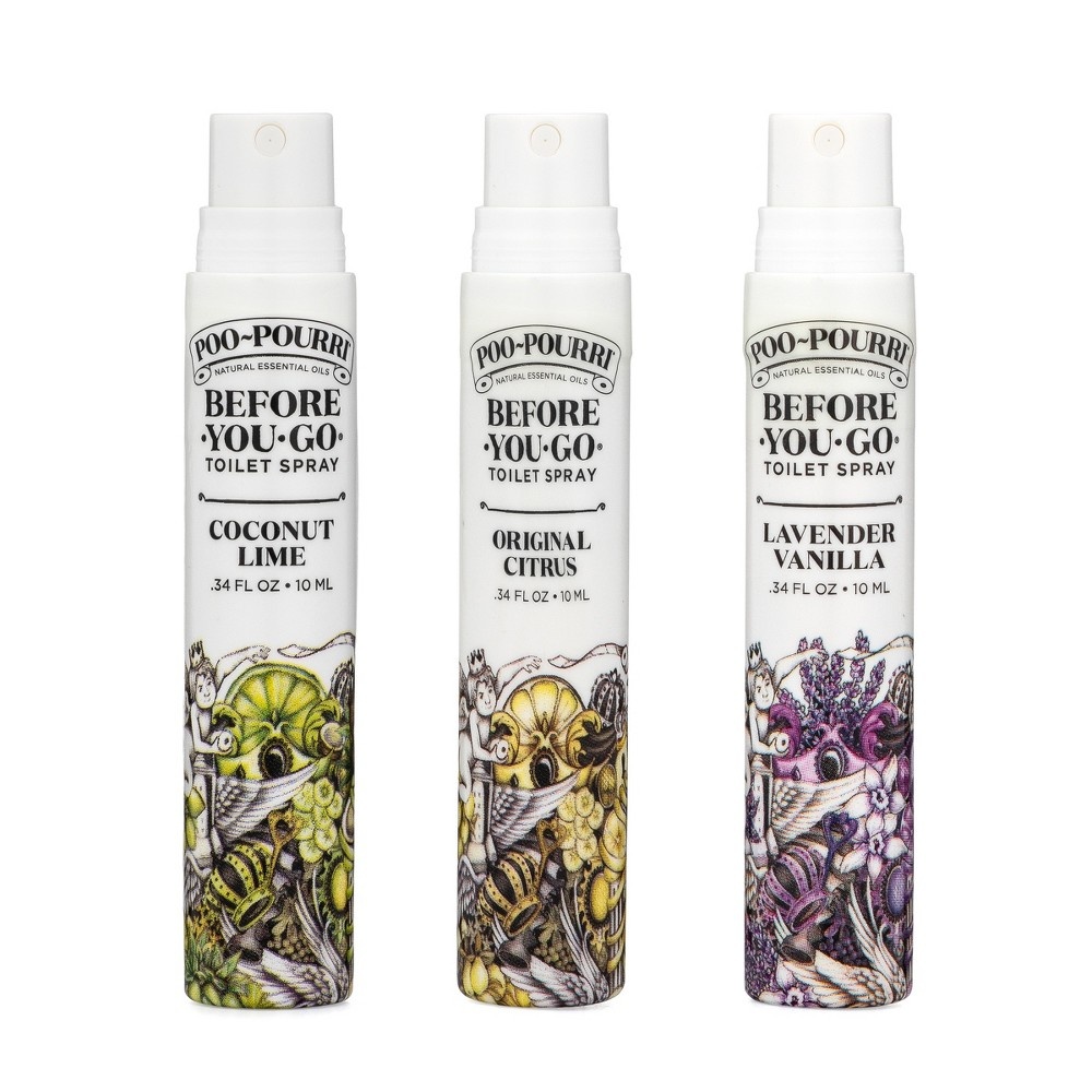 slide 4 of 5, Poo-Pourri Lavender Vanilla, Coconut Lime, Original Citrus Toilet Spray, 3 ct