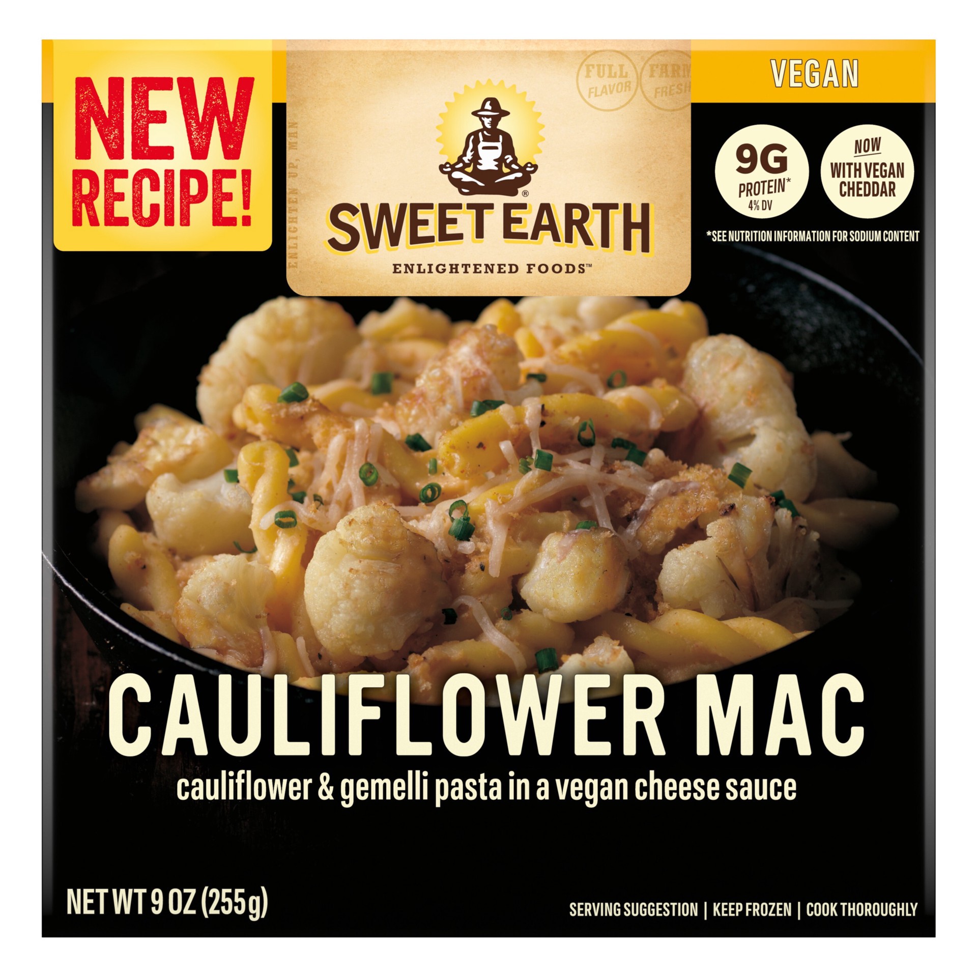slide 1 of 17, SWEET EARTH NATURAL FOODS Sweet Earth Vegan Frozen Cauliflower Mac - 9oz, 9 oz