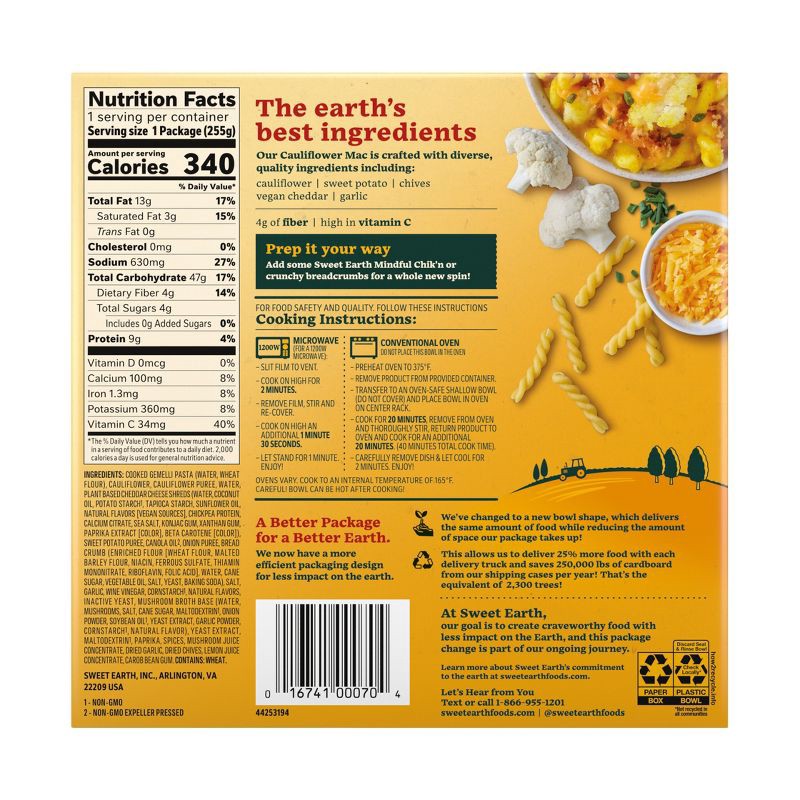 slide 9 of 12, SWEET EARTH NATURAL FOODS Sweet Earth Vegan Frozen Cauliflower Mac - 9oz, 9 oz